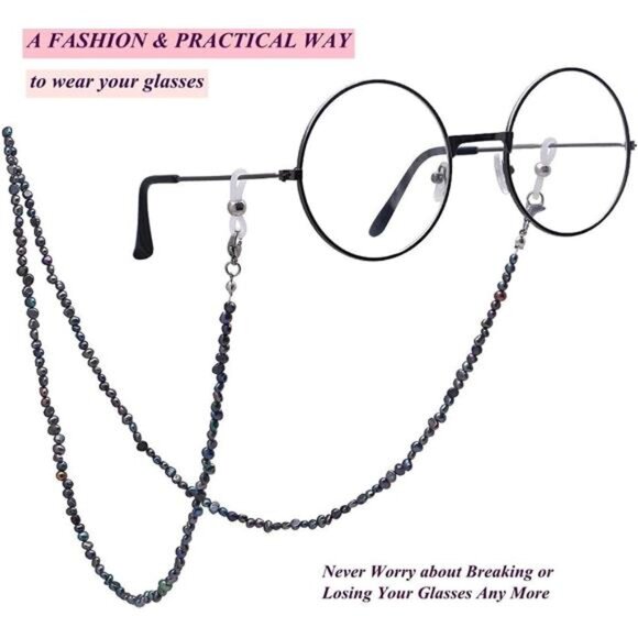 Mask Lanyard Chain Face Mask Holder Chain Freshwater Pearl Eyeglasses Chain - Picture 2 of 7